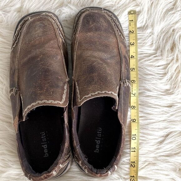 Bed Stu Men\'s Brown Leather Slip-On Loafers Distressed Rugged Look sz 12.5